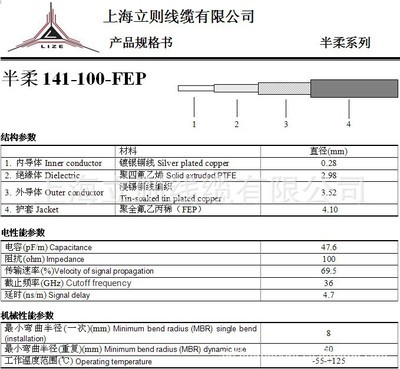 【100歐姆半柔141,(加護套),SFX-100-3,BSF141,半柔線】價格,廠家,圖片,射頻、同軸電纜,蘇州市百訊特種線纜-